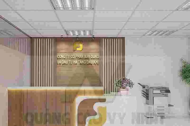 BACKGROUND CÔNG TY Background lễ tân gỗ MDF