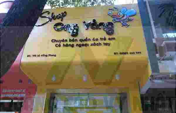 LÀM BẢNG HIỆU SHOP THỜI TRANG TRỌN GÓI bảng alu shop trẻ em