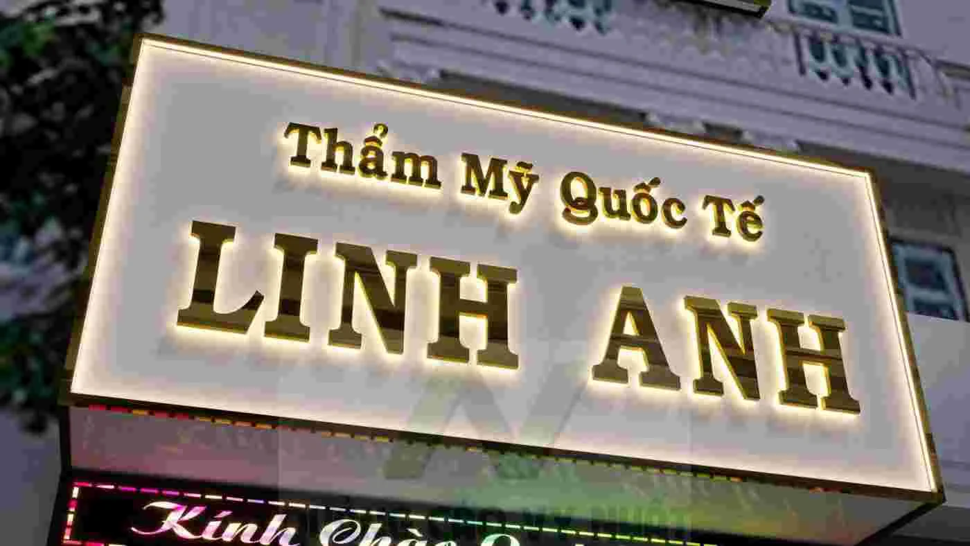 LÀM BẢNG HIỆU SPA ĐẸP Bảng hiệu chữ nỗi inox vàng