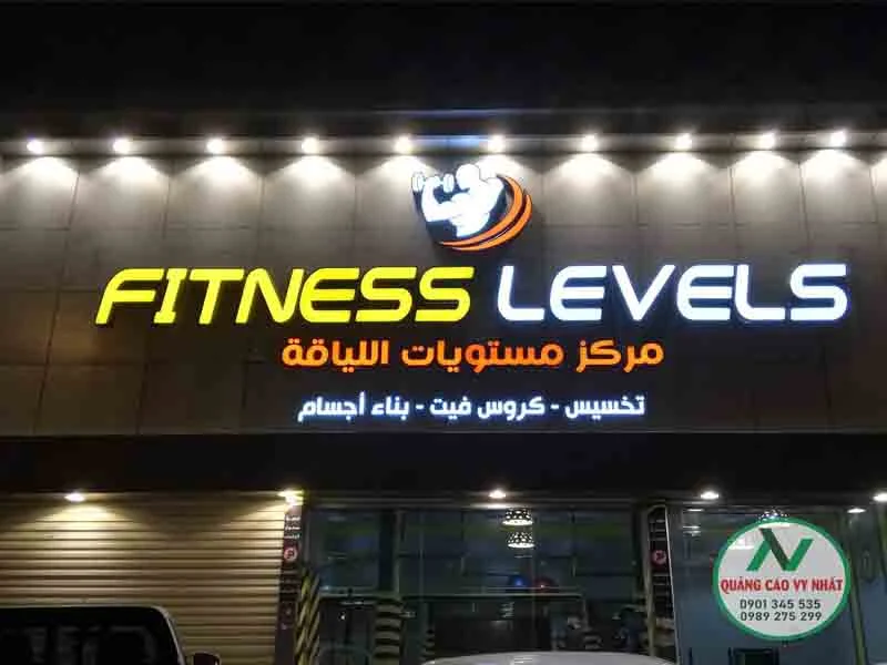 Thiết kế bảng hiệu phòng Gym đẹp, giá rẻ Quận 12 Chữ nổi đèn Led Fitness