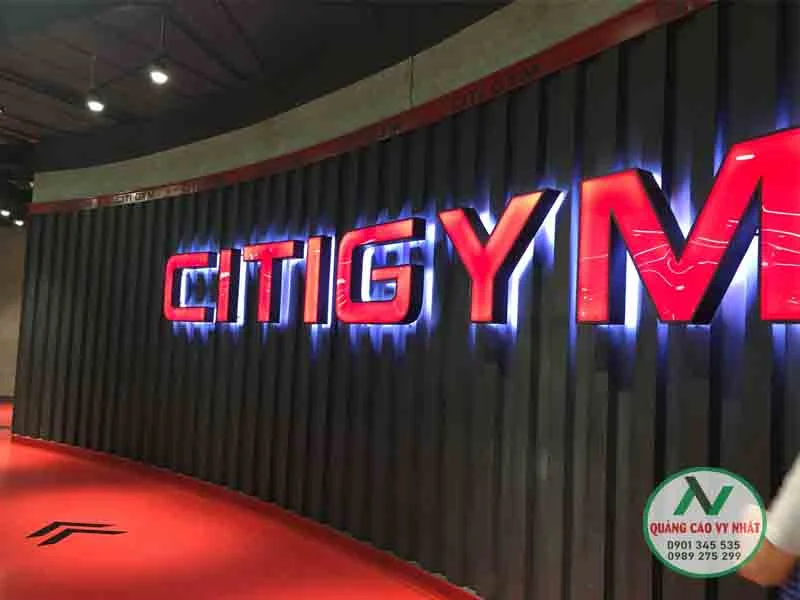 Thiết kế bảng hiệu phòng Gym đẹp, giá rẻ Quận 12 Chữ nổi đèn hắt chân