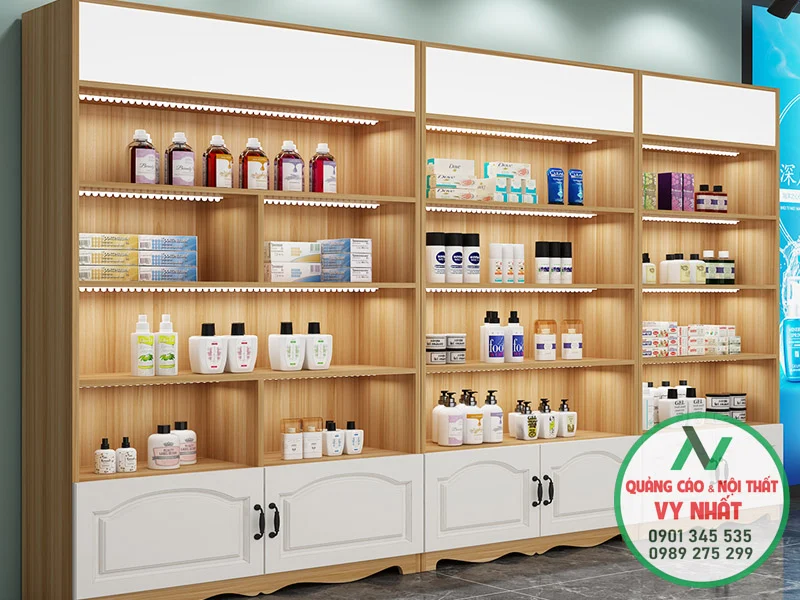 Những mẫu tủ trưng bày theo yêu cầu đẹp nhất 2023 Tủ mỹ phẩm gỗ MDF