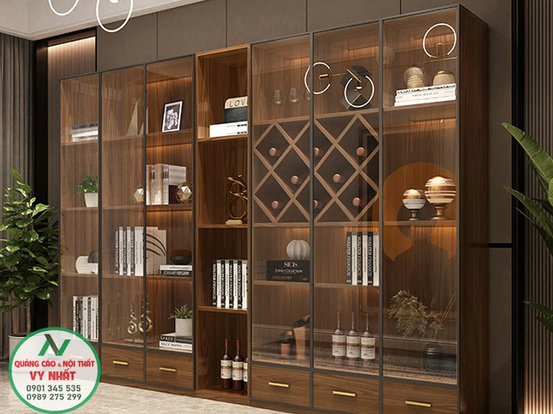 Những mẫu tủ trưng bày theo yêu cầu đẹp nhất 2023 Tủ rượu gỗ MDF